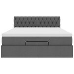 vidaXL Lit ottoman avec matelas et LED gris foncé 140x200 cm tissu