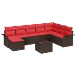 vidaXL Ensemble de canapé de jardin 9 Pièces Marron Poly rotin