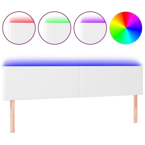 vidaXL Tête de lit à LED Blanc 200x5x78/88 cm Similicuir