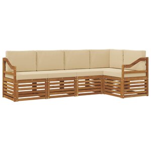 vidaXL Ensemble de canapé d'angle avec coussin 5 Pièces Naturel et Beige