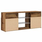 vidaXL Meuble TV avec lumières LED vieux bois bois d'ingénierie