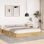 vidaXL Cadre de lit sans matelas 135x190 cm bois massif de chêne