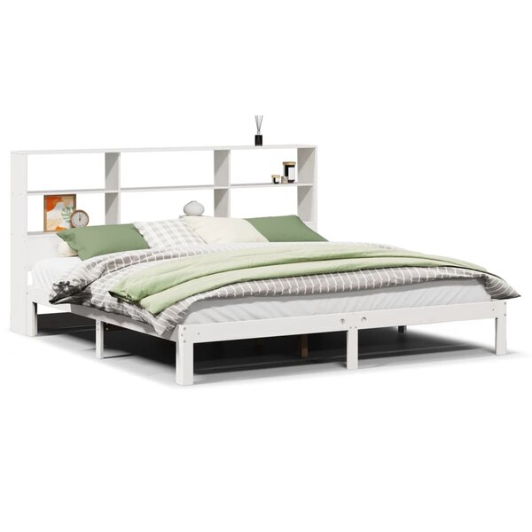 vidaXL Lit bibliothèque sans matelas blanc 180x200 cm bois pin massif