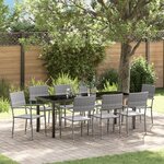 vidaXL Ensemble de Jardin 9 pièces Gris Rattan Poly