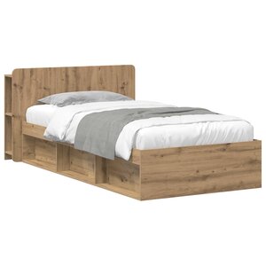 vidaXL Cadre de lit avec rangement Chêne artisanal 90 x 190 cm