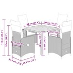 vidaXL Ensemble de bistro de jardin 5 Pièces coussins gris poly rotin