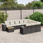 vidaXL Salon de jardin 11 Pièces avec coussins noir résine tressée