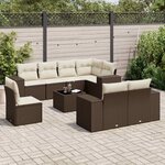 vidaXL Salon de jardin avec coussins 9 Pièces marron résine tressée