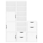 vidaXL Armoires latérales 5 Pièces ODDA blanc 40x24x79 cm bois massif pin