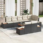 vidaXL Ensemble de canapé de jardin avec coussin 9 Pièces Noir et crème