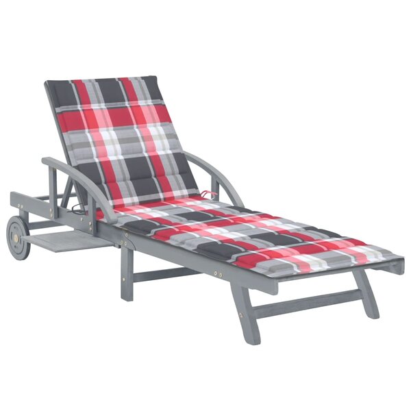 vidaXL Chaise longue de jardin avec coussin Bois d'acacia solide