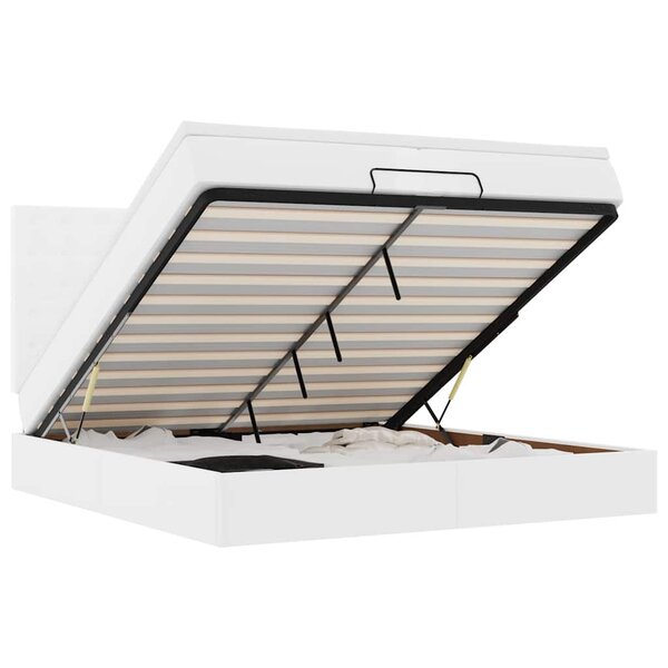 VidaXL Cadre de lit ottoman avec matelas blanc 200x200 cm similicuir