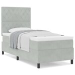 lit box spring vidaXL avec matelas gris clair 100x200 cm velours