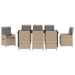 vidaXL Ensemble de salle à manger pour jardin 9 Pièces Beige polyrotin