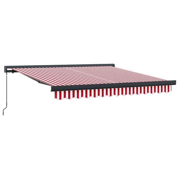 vidaXL Auvent rétractable manuel Rayé rouge et blanc 350x250 cm
