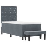 vidaXL Lit à ressort avec matelas et banc gris foncé 80x200 cm velours