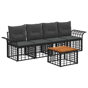vidaXL Ensemble de canapés d'extérieur 5 Pièces Noir et Gris foncé
