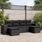 vidaXL Salon de jardin 6 Pièces avec coussins noir résine tressée