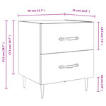 vidaXL Tables de chevet 2 Pièces blanc 40x35x47 5 cm bois d’ingénierie