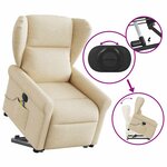 vidaXL Fauteuil inclinable de massage électrique Crème Tissu