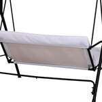 Balancelle de jardin 3 places toit inclinaison réglable coussins assise et dossier 1 72L x 1 1l x 1 52H m acier noir polyester blanc