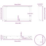 vidaXL Pieds de table basse en U  2 pièces  acier naturel  70 x (30-31) cm