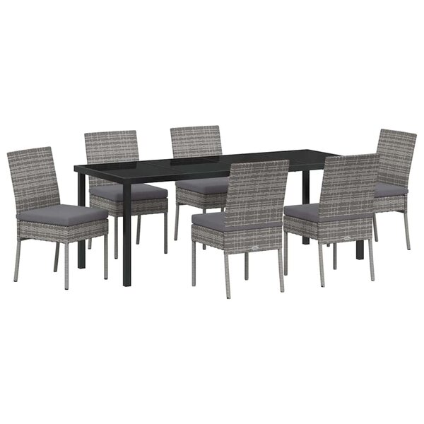 vidaXL Ensemble de salle à manger pour jardin 7 Pièces Gris