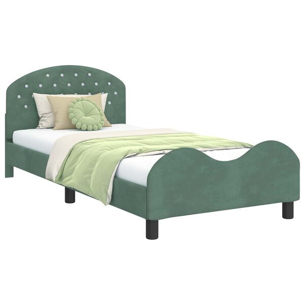 vidaXL Cadre de lit pour enfants avec tête de lit Vert Mer 90 x 190 cm