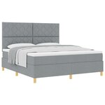 vidaXL Lit Box Spring avec Matelas Gris Clair Super King Tissu