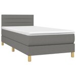vidaXL Sommier à lattes de lit avec matelas Gris foncé 100x200cm Tissu