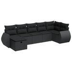vidaXL Salon de jardin 7 Pièces avec coussins noir résine tressée