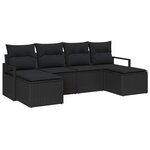 vidaXL Ensemble de canapé de jardin 6 Pièces Noir Poly rotin