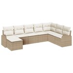 vidaXL Ensemble de Canapés avec coussin 8 Pièces Beige et blanc polyrotin