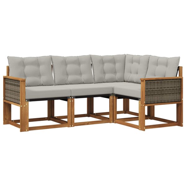 vidaXL Ensemble de canapés d'extérieur 4 pc Naturel et gris clair