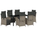 vidaXL Ensemble de 7 pièces de salle à manger de jardin Gris Rattan Poly