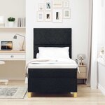 vidaXL Lit à ressort LED avec matelas Noir 100 x 200 cm tissu
