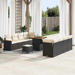 vidaXL Ensemble de canapé de jardin avec coussin Noir Poly rotin