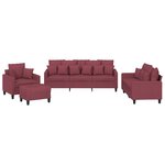 vidaXL Ensemble de canapés 4 Pièces avec coussins rouge bordeaux tissu