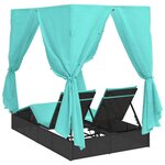 vidaXL Transat double avec toit Noir 205 x 129 x 200 cm Rattan PE