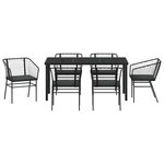 vidaXL Ensemble de salle à manger pour jardin 7 Pièces Noir polyrotin