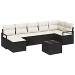 Ensemble de canapés de jardin 7 pièces avec coussins en poly rattan brun