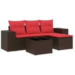 vidaXL Salon de jardin avec coussins 5 Pièces marron résine tressée
