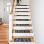 vidaXL Tapis d'escalier auto-adhésifs Rayé 15 Pièces Gris 65 x 21 x 4 cm