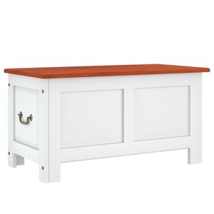 vidaXL Coffre de rangement et couvercle marron et blanc bois d'acacia