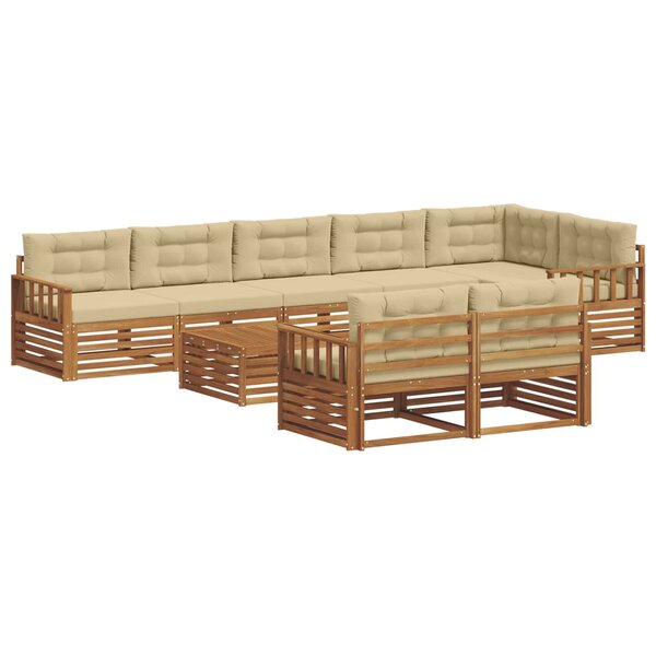 vidaXL Ensemble de canapés d'extérieur 9 pc Naturel et Beige