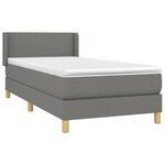 vidaXL Sommier à lattes de lit avec matelas Gris foncé 90x200 cm Tissu