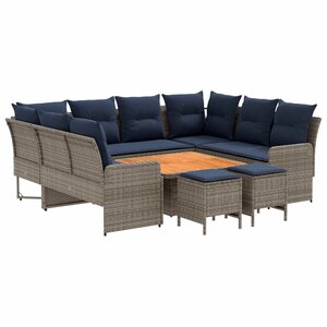 vidaXL Ensembles de meubles 8 pc Gris et bleu marine Rotin PE