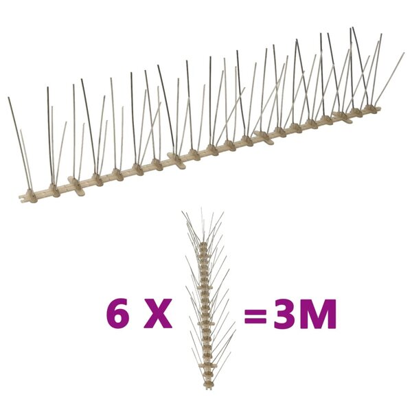vidaXL Ensemble de 6 pointes à 5 rangées contre oiseaux Plastique 3 m