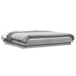 vidaXL Cadre de lit et lumières LED sans matelas sonoma gris 150x200cm