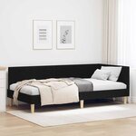 vidaXL Cadre de lit d'angle Noir 90 x 190 cm Tissu